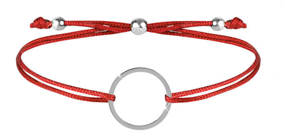 Плетеный браслет с красным / стальным кольцом