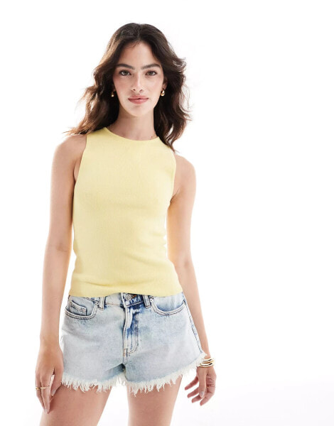 Mango high neck vest in yellow