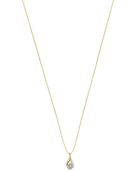 Diamond Solitaire Two-Tone 18" Pendant Necklace (1/4 ct. t.w.) in 14k Two-Tone Gold