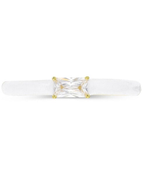 Cubic Zirconia & Enamel Stack Band in 14k Gold-Plated Sterling Silver