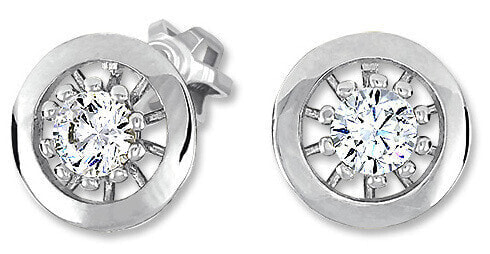 Round earrings made of white gold with clear crystals 236 001 01044 07