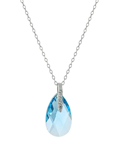 Fine Crystal and Cubic Zirconia 18" Teardrop Pendant in Sterling Silver