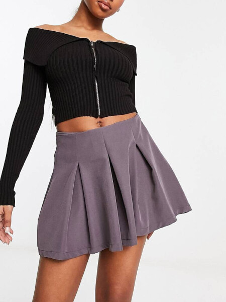 Reclaimed Vintage skort in charcoal