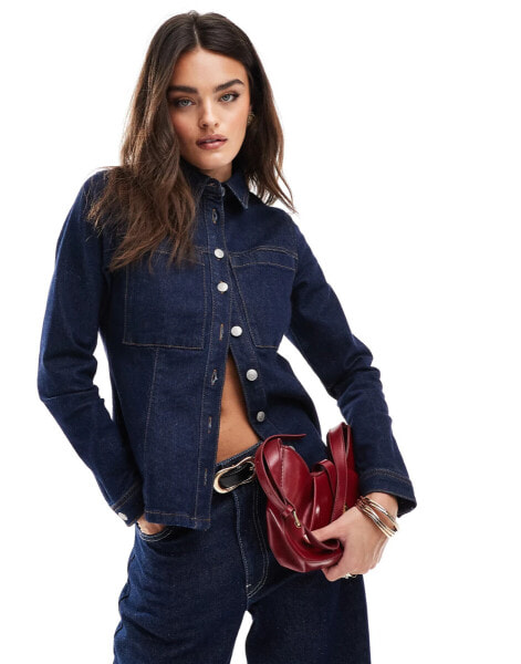 Selected Femme fitted denim shirt with pockets