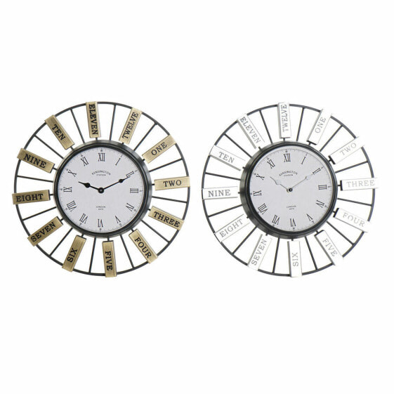Настенные часы DKD Home Decor 40 x 6,4 x 40 см Стеклянные Серебряные Золотистые Железные (2 штуки)