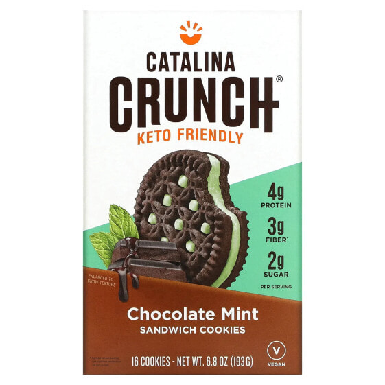 Keto Friendly Sandwich Cookies, Chocolate Mint, 16 Cookies, 6.8 oz (193 g)