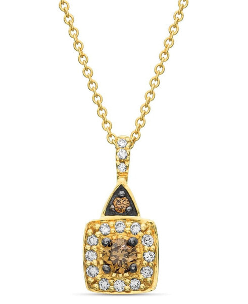 Chocolate by Petite Chocolate and White Diamond (1/4 ct. t.w.) Square Pendant in 14k Rose Gold, Yellow Gold or White Gold