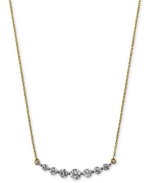 Diamond Graduated Bar Statement Necklace (1 ct. t.w.) in 14k Gold & White Gold, 16" + 2" extender