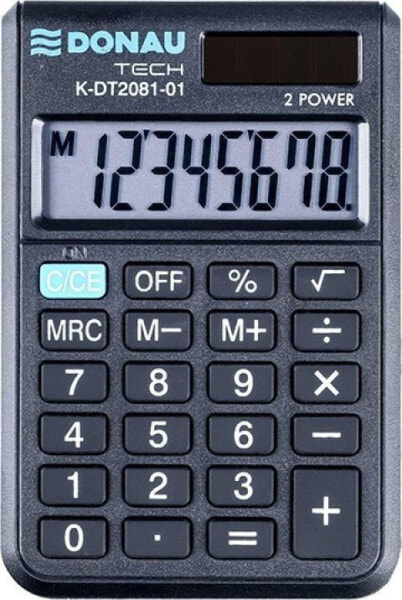 Калькулятор карманный Donau TECH DONAU, 8-значный дисплей, размеры 90x60x11 мм, черный