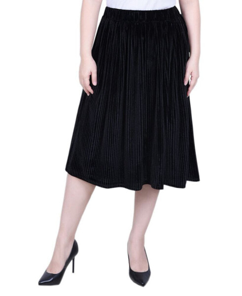 Petite Pleated Velvet Skirt