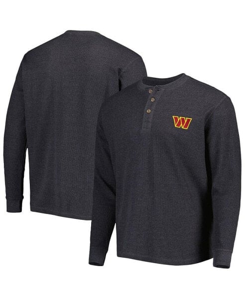 Men's Charcoal Washington Commanders Logo Maverick Thermal Henley Long Sleeve T-shirt