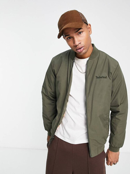 Timberland DWR insulated bomber jacket in khaki