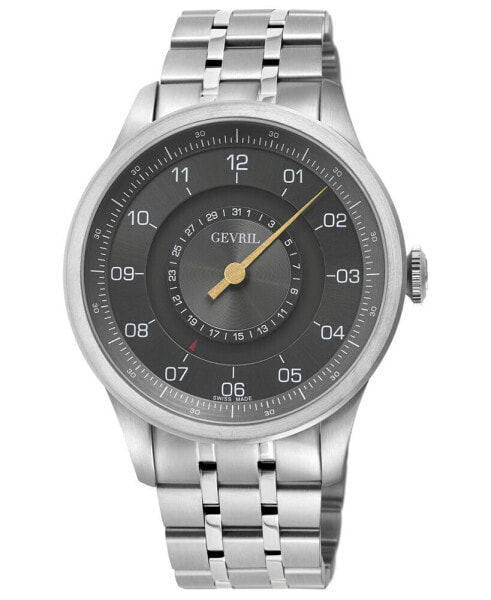 Men's Jones St Swiss Automatic Silver-Tone Stainless Steel Bracelet Watch 45mm