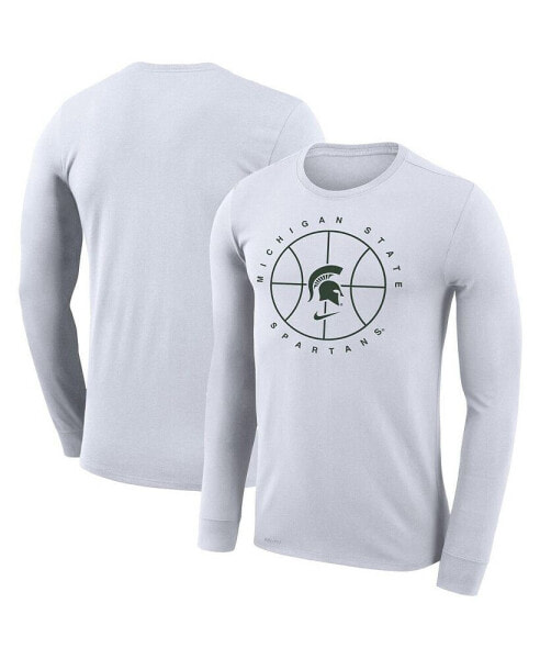 Men's White Michigan State Spartans Basketball Icon Legend Performance Long Sleeve T-shirt