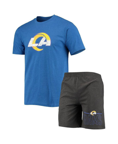 Men's Royal, Charcoal Los Angeles Rams Meter T-shirt and Shorts Sleep Set