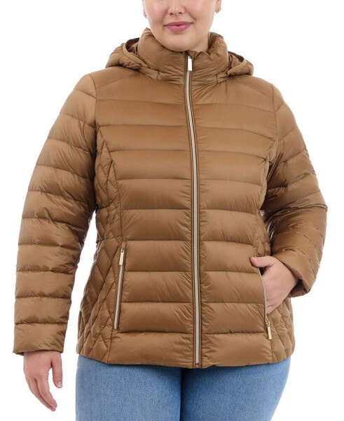 Plus Size Hooded Packable Down Puffer Coat, Created for Macy's