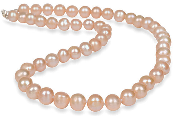 Necklace with genuine pearls salmon JL0267