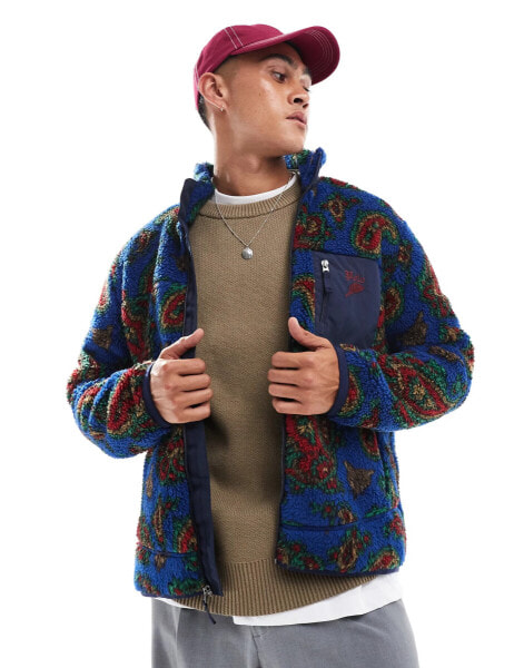 Polo Ralph Lauren sherpa borg paisley print jacket in royal blue