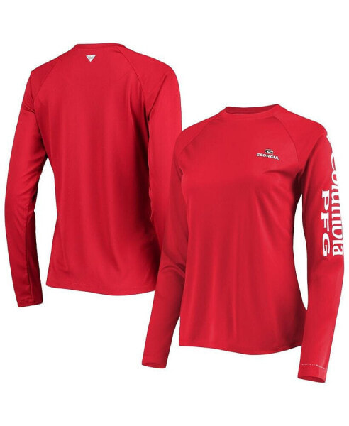 Women's Red Georgia Bulldogs PFG Tidal Long Sleeve T-shirt