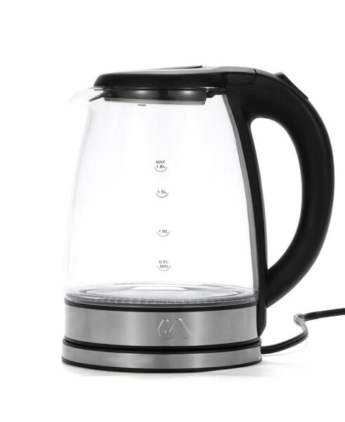 Electric Tea Kettle - 1.8L Glass & Stainless Steel - Uber Appliance