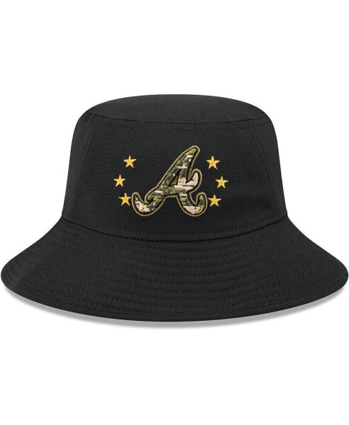 Men's Black Atlanta Braves 2024 Armed Forces Day Bucket Hat