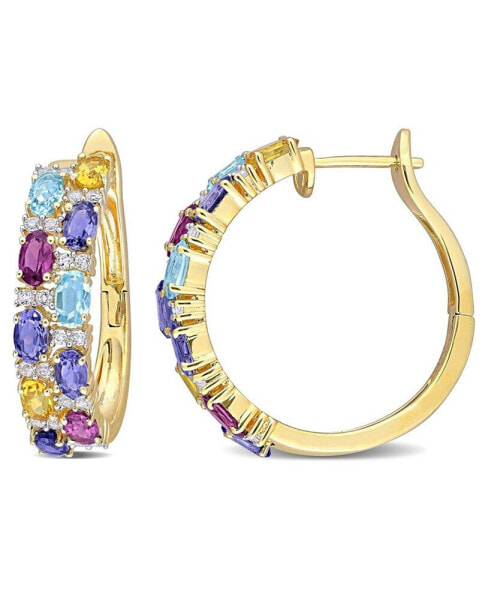 Multi Gemstone Hoop Earrings