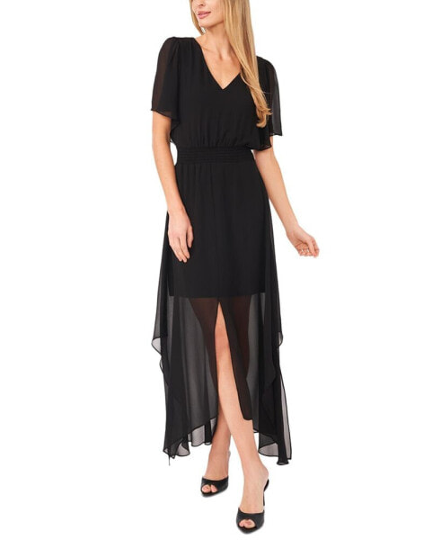 Women's Smocked Waist Flutter Sleeve Dress