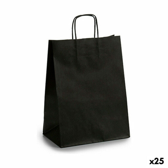 Бумажный пакет 24 x 12 x 40 cm Чёрный (25 штук)