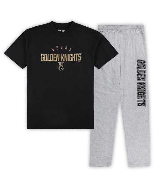 Men's Vegas Golden Knights Black, Heather Gray Big and Tall T-shirt and Pants Lounge Set
