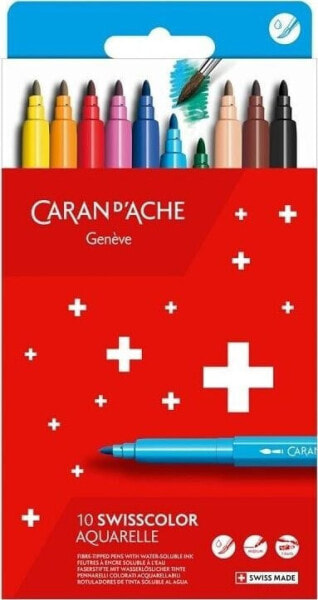 Caran d`Arche Flamastry akwarelowe CARAN D'ACHE Swisscolor, 10 szt., mix kolorów