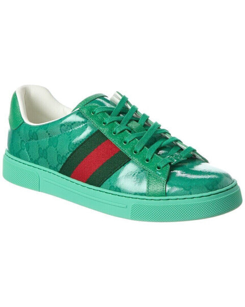 Gucci Ace Gg Crystal Canvas Sneaker Men's Green 6.5 Uk