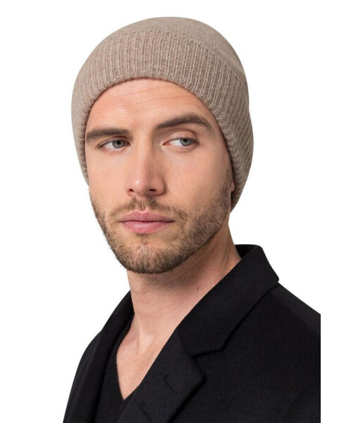 Men's Men's 100% Pure Cashmere Ribbed Edge Beanie