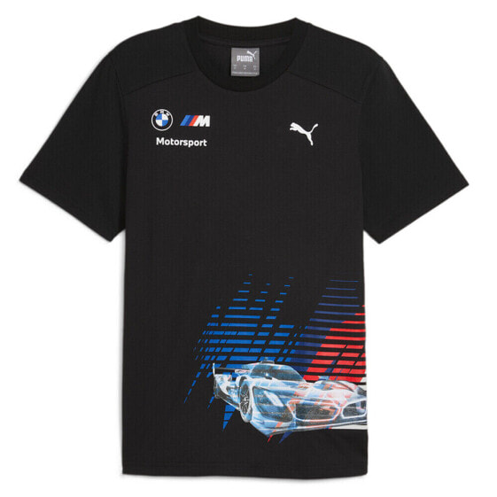 Puma Bmw Mms Race Graphic Crew Neck Short Sleeve T-Shirt Mens Black Casual Tops