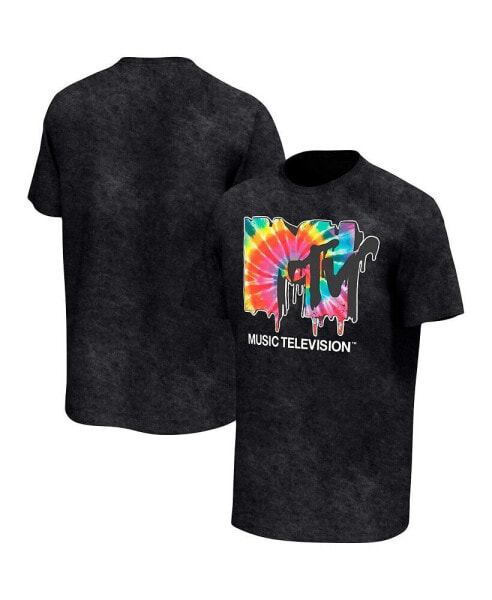 Men's Black MTV Washed Color Logo T-shirt