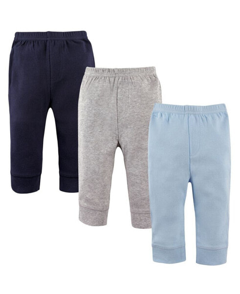 Baby Boys Baby Cotton Pants 3pk, Blue Gray