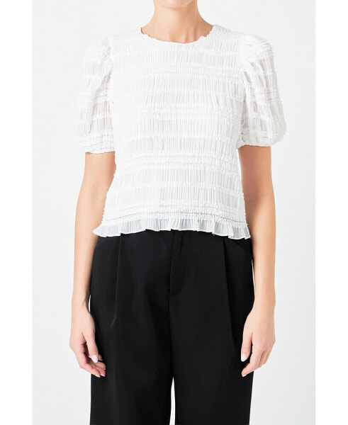 Women's Textured Puff Sleeve Top