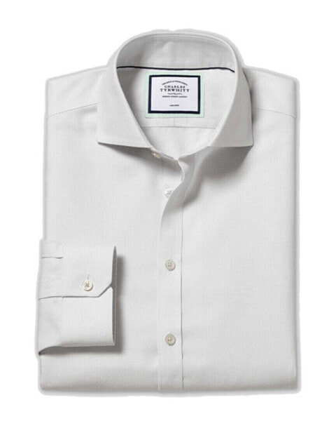 Charles Tyrwhitt Non-Iron Ludgate Weave Cutaway Super Slim Fit Shirt Men's Grey