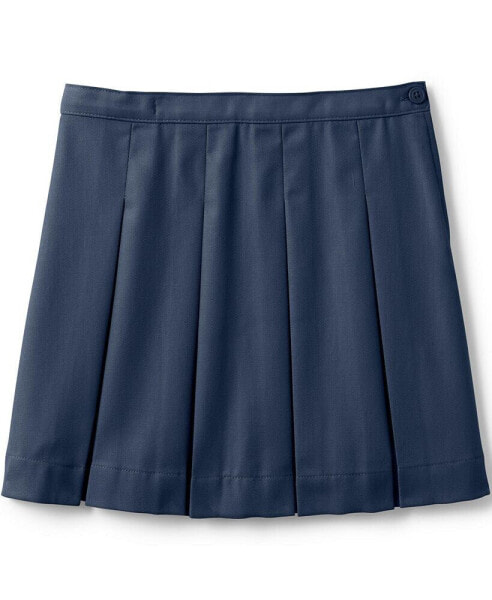 Big Girls School Uniform Poly-Cotton Box Pleat Skirt Top of Knee