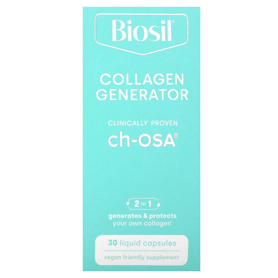 Витамины для здоровья кожи BioSil Collagen Generator, 30 жидких капсул