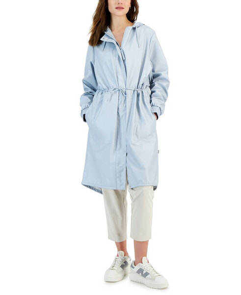 Women's String Hooded Drawstring-Waist Parka