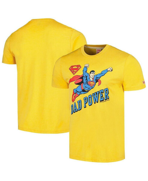 Футболка мужская Homage Superman с золотым принтом "Суперпапа" из трикотажа Tri-Blend
