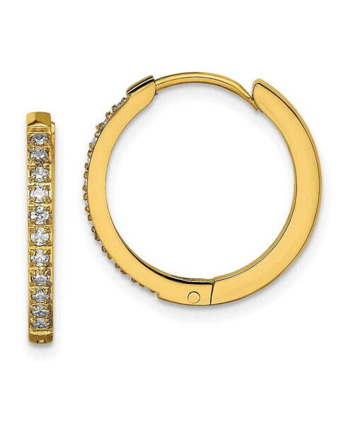 Stainless Steel Yellow plated Crystal Hinged Hoop Earrings