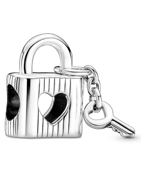 Sterling Silver Padlock Heart Key Charm