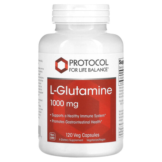 Аминокислоты Protocol For Life Balance L-Glutamine, 1,000 мг, 120 вегетарианских капсул