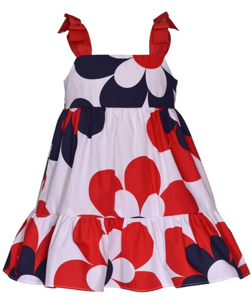 Baby Girls Tiered Floral Print Cotton Poplin Dress