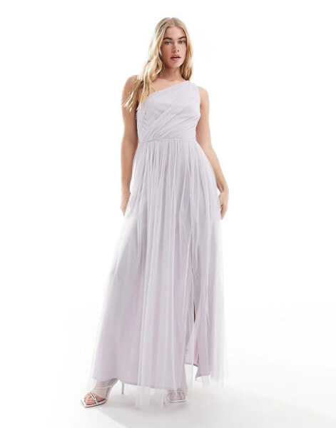 Anaya – Bridesmaid – Brautjungfern-Maxikleid aus Tüll in Flieder mit One-Shoulder-Träger