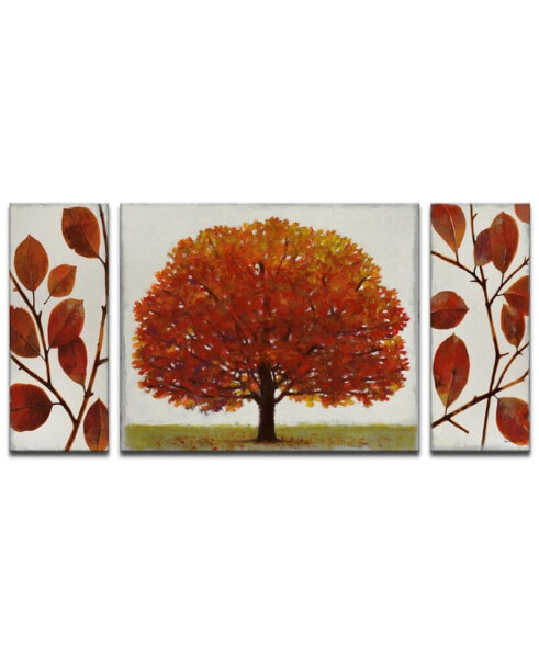 'November' 3 Panel Botanical Canvas Wall Art Set,30x60"