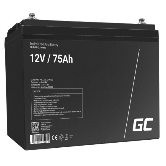 Green Cell AGM25 - Sealed Lead Acid (VRLA) - 12 V - 1 pc(s) - Black - 75 Ah - 5 year(s)