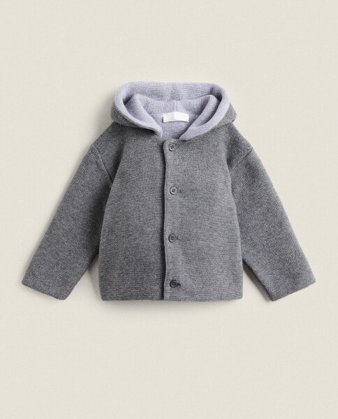 Hooded merino wool baby jacket