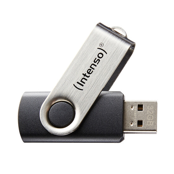 Intenso Basic Line, 32 GB, USB Type-A, 2.0, 28 MB/s, Swivel, Black, Silver